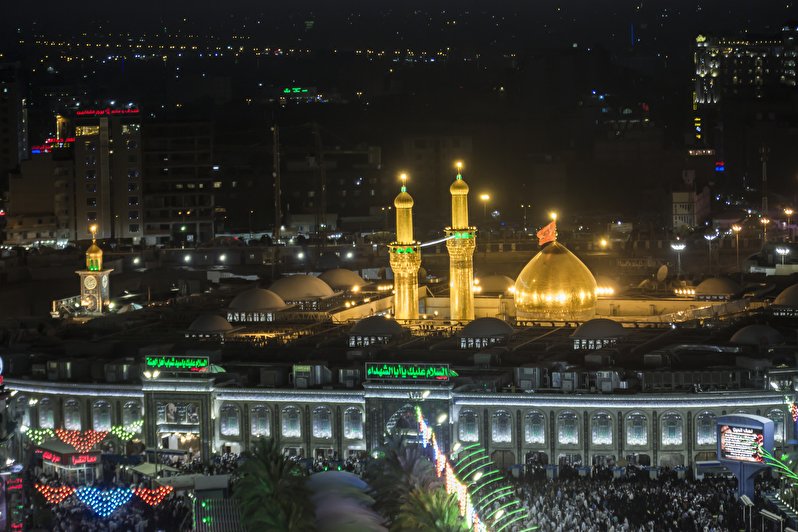 Beautiful dome and minarets of Imam Hussein Shrine